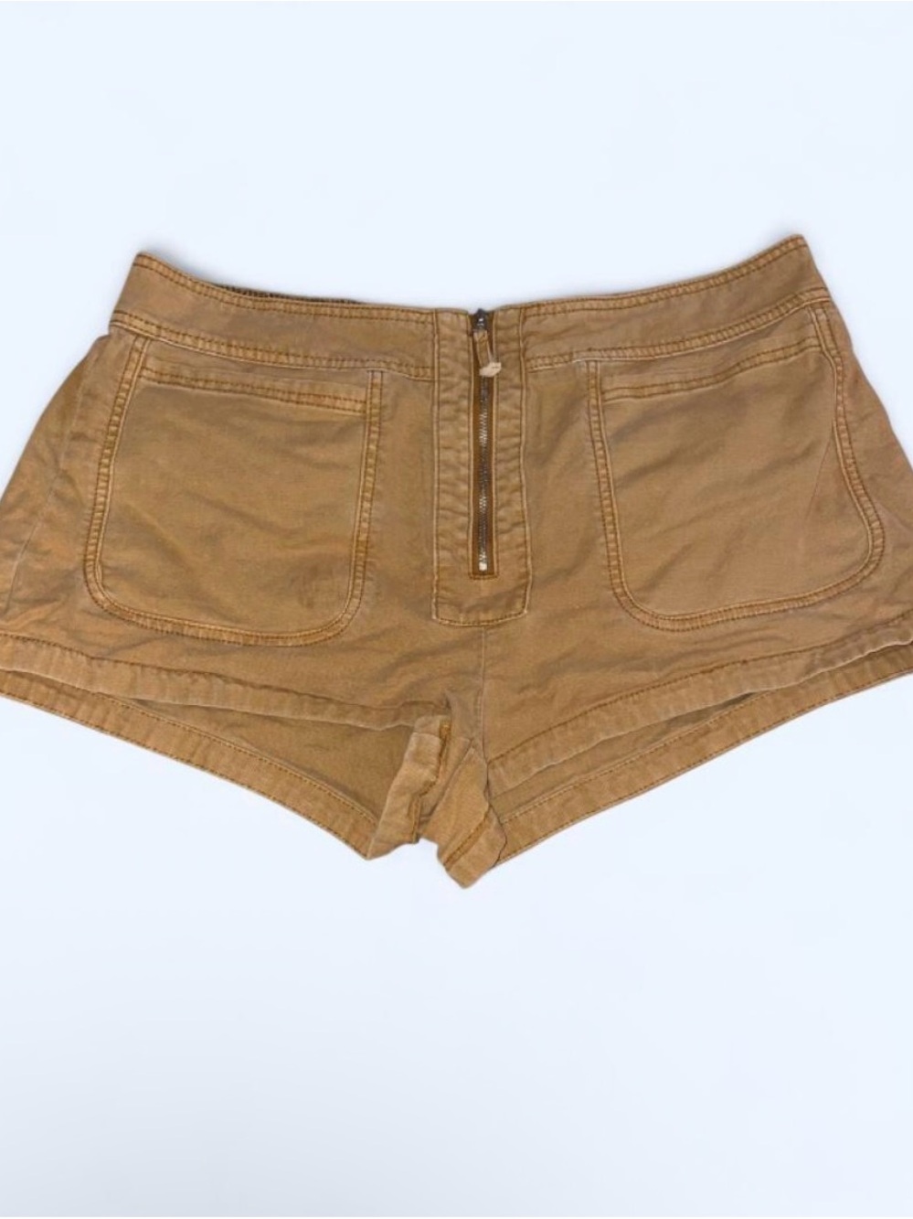 Anthropologie High-Waist Front-Zip Short in Camel Y2K era Size 14
